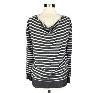 Demylee for Scoop Womens Cashmere Gray Stripe Sweater Cowl Neck size XS